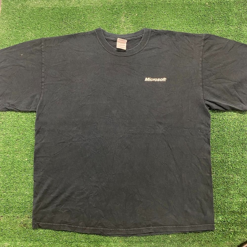 Vintage Y2K Microsoft Windows 7 T-Shirt Black XL Computers Tech Grunge AMD IBM